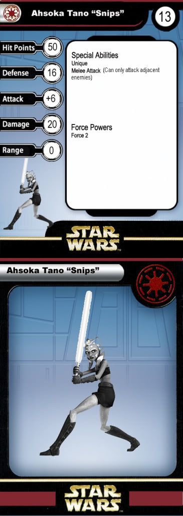 And I also made a custom card using the Jedi Padawan rules for her: