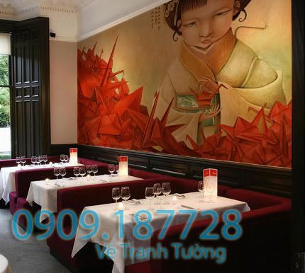 Vẽ tranh tường giá rẻ, quán cà phê, karaoke, bar, nhà trẻ, nhà hàng, shop - 18