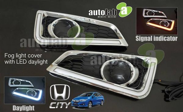 New Get Online HONDA CITY 2014 2015 3 in 1 LED Day Time Running Light DRL, Signal, Auto On Fog Lamp Cover