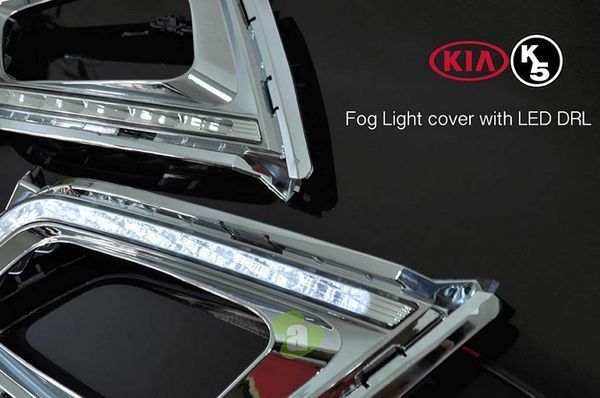 Get KIA K5 Old Facelift 2011 - 2013 3 in 1 LED Day Time Running Light DRL + Auto Dimmer + Auto On Fog Lamp Cover