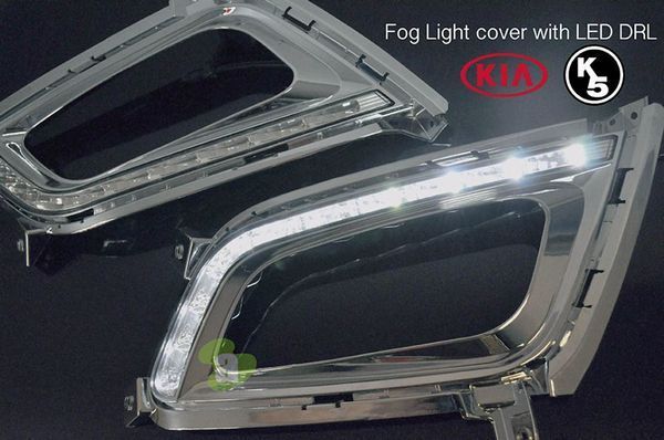 Get Online KIA K5 Old Facelift 2011 - 2013 3 in 1 LED Day Time Running Light DRL + Auto Dimmer + Auto On Fog Lamp Cover