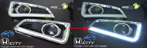 Buy Online HONDA CITY 2014 2015 3 in 1 LED Day Time Running Light DRL, Signal, Auto On Fog Lamp Cover