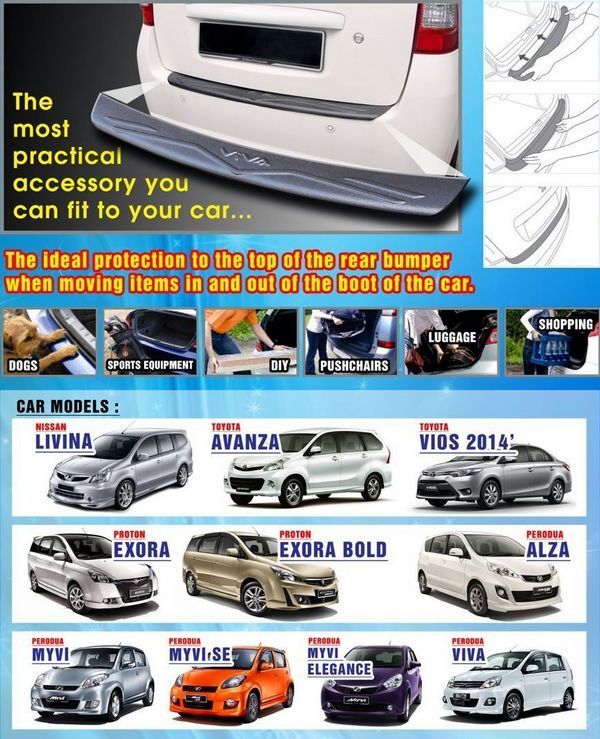 Buy Online TOYOTA, NISSAN, PERODUA, PROTON SAXO ABS Rear Guards Car Bumper Trunk Protector Foot Plate