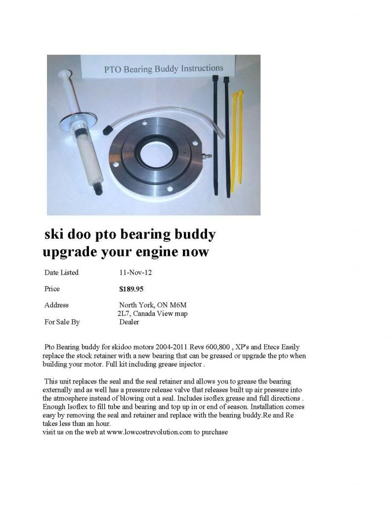 Bearing Buddy SkiDoo Snowmobiles Forum