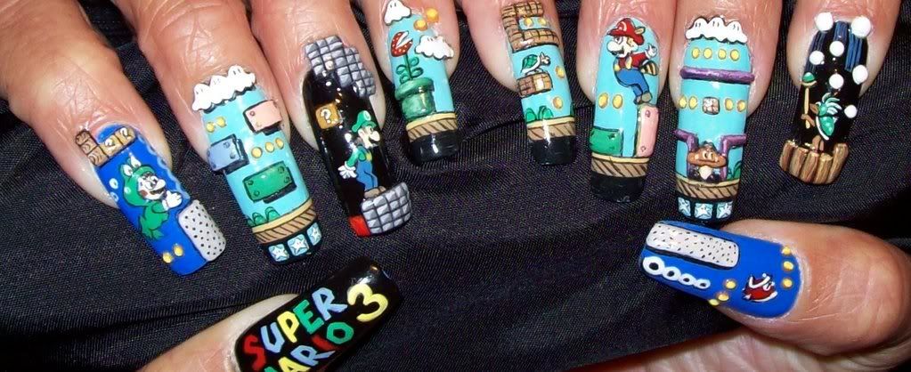 Handpainted Mario Nails