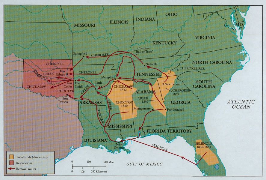 Us Map Trail Of Tears