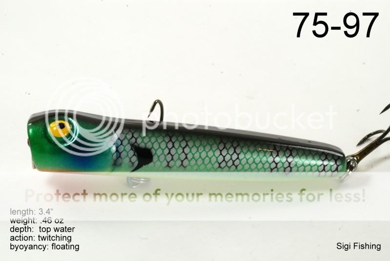 BP 75] 3.4 Hand Painted Holographic Topwater Popper Fishing Lure 