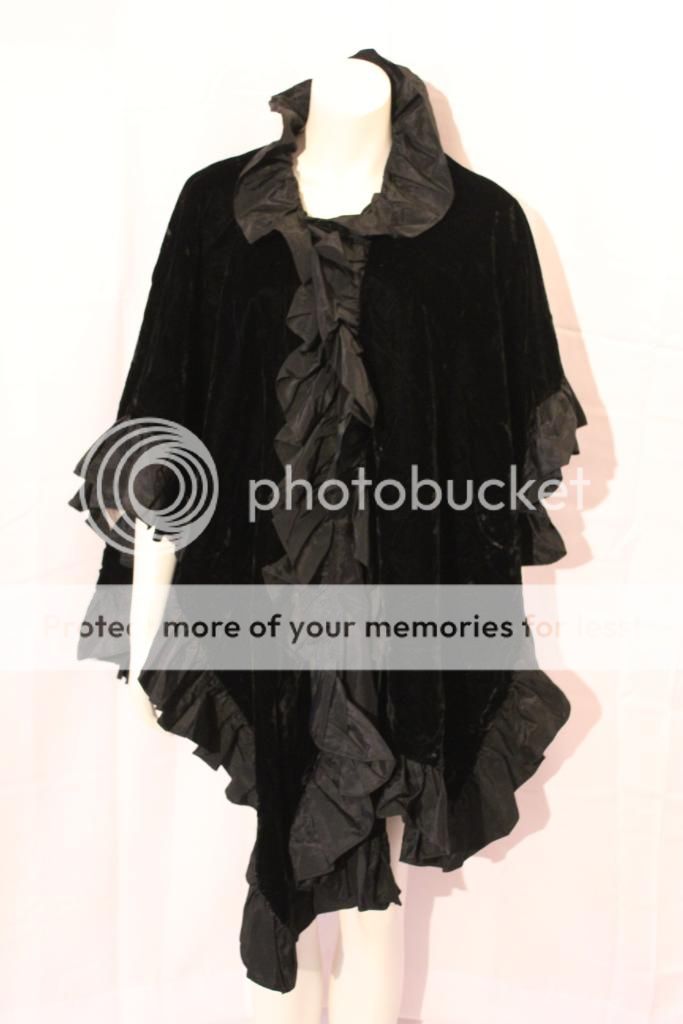 AJ BARI/Kay UNGER Vtg Ruffled GIANT Steampunk VICTORIAN Dress CLOAK 